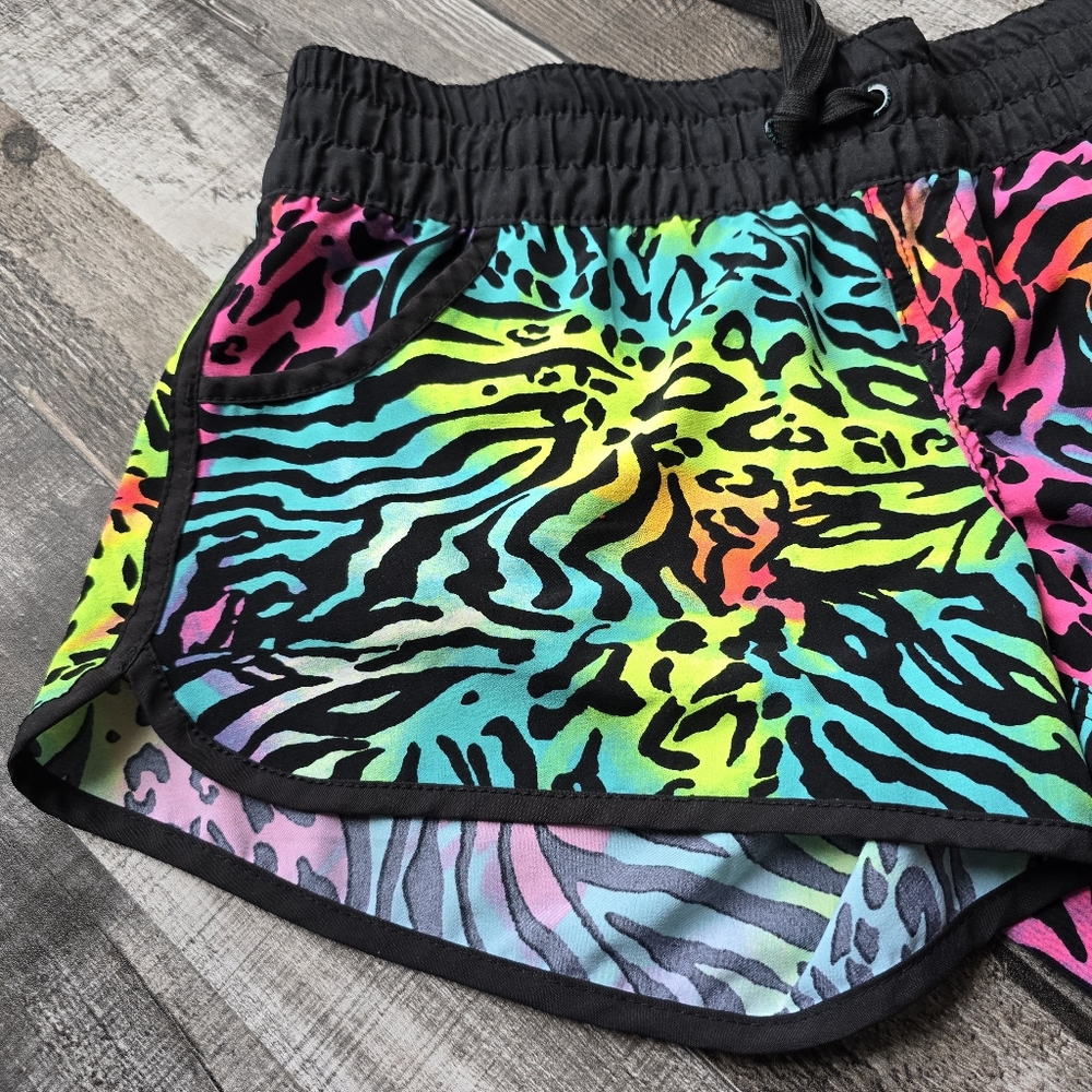 M4EO Made For Each Other Multicolor Zebra Fluorescent Summer Shorts Womens Med - Picture 2 of 9
